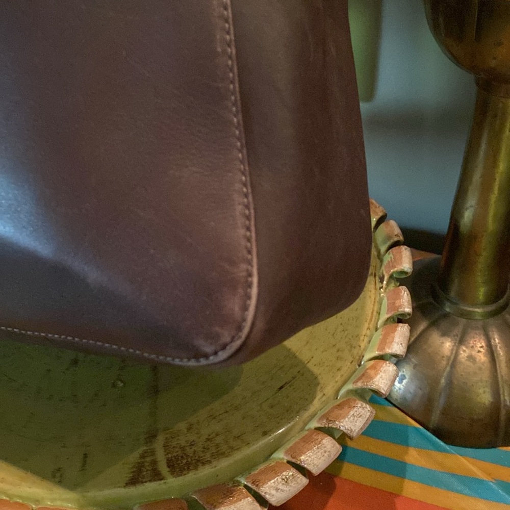 Coach Brown Leather Top Handle Turnlock Pocket Zipper Satchel Shoulder Bag - Picture 11 of 16